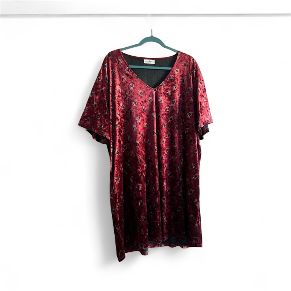 Natural Life red velvet mini dress XL boho peasant - Picture 4 of 5